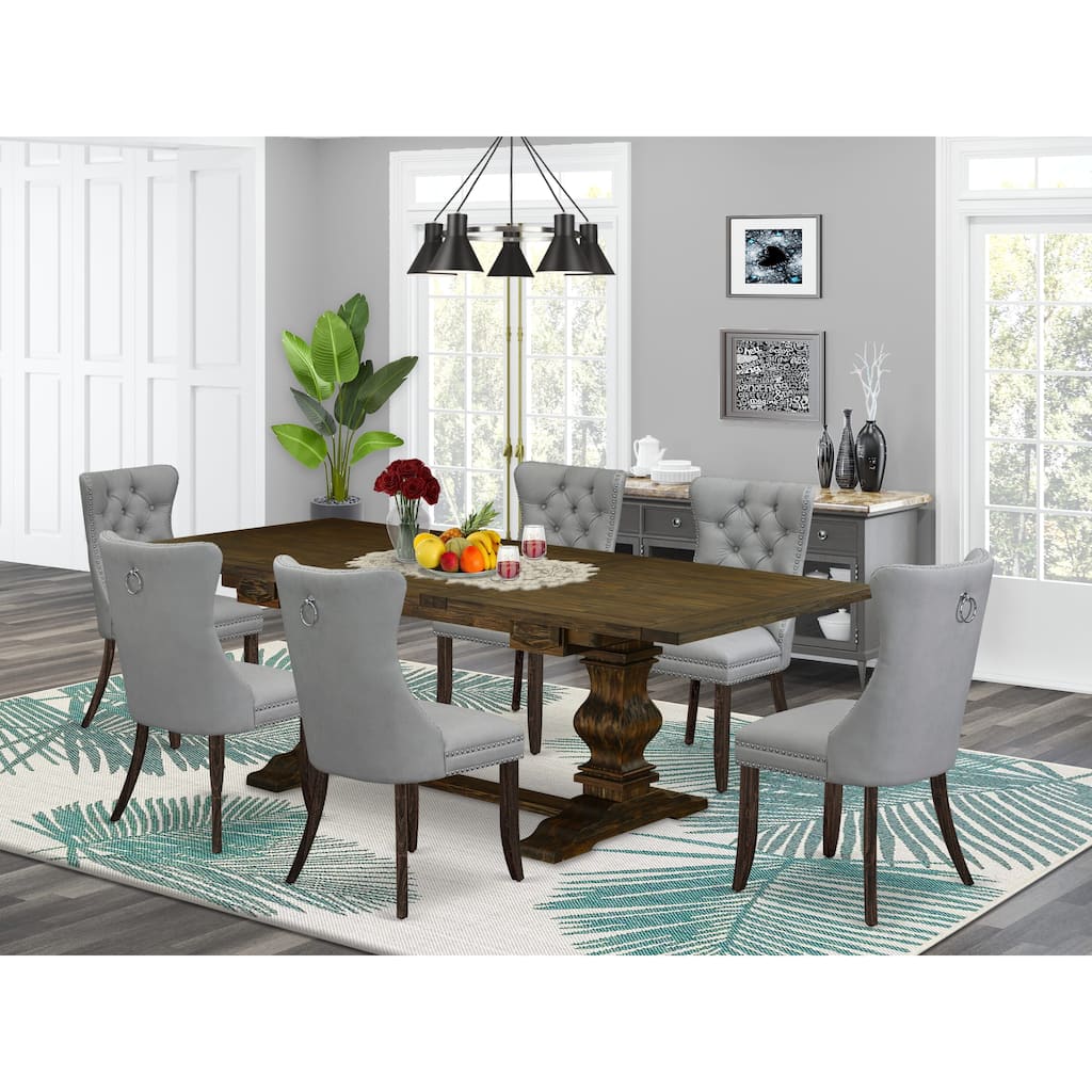 East West Furniture Dining Table Set Consists of a Rectangle Wooden Table and Parson Chairs, Jacobean (Pieces Options)