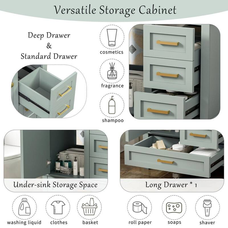 30" Modern Bathroom Vanity with Sink, Storage Cabinet