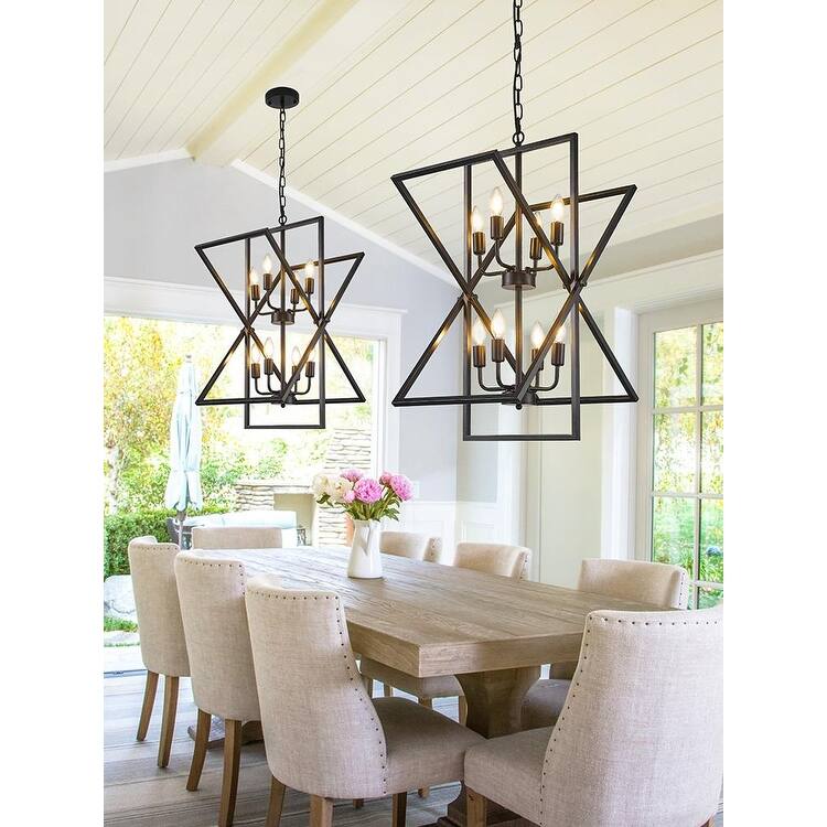 8-light Farmhouse Rustic Chandelier, Rotation Chandelier Fixture - 24 Inch