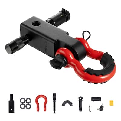 Shackle Hitch Receiver, Fits 2" Receivers, 66000 lbs Breaking Strength, D Ring Shackle with Trailer Hitch Lock Pin, Heavy Duty