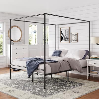 Priage by ZINUS Black Metal Canopy Platform Bed Frame