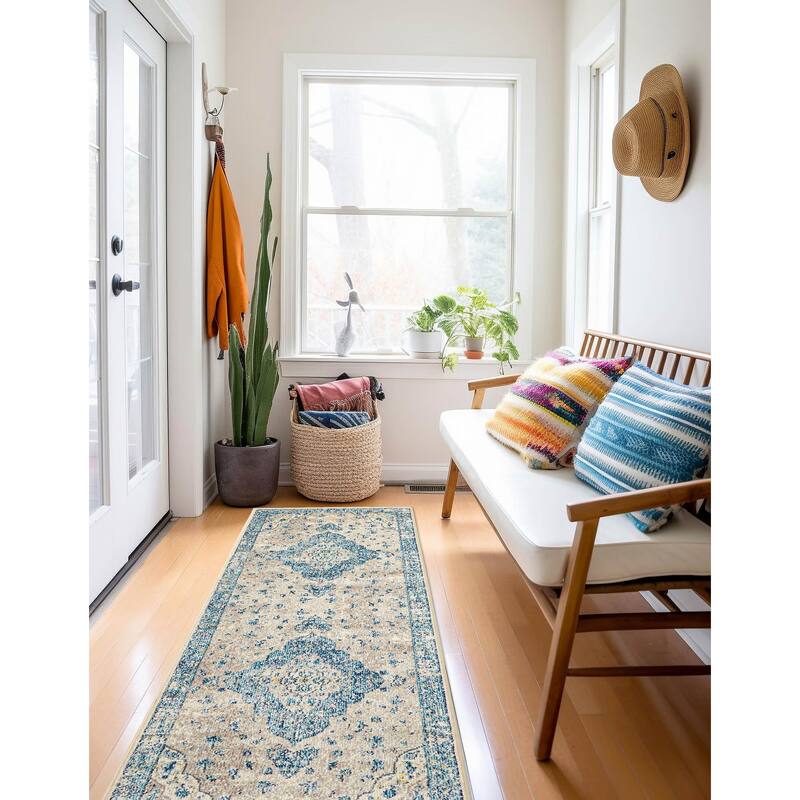 ECARPETGALLERY Machine Made Daria Blue Area Rug