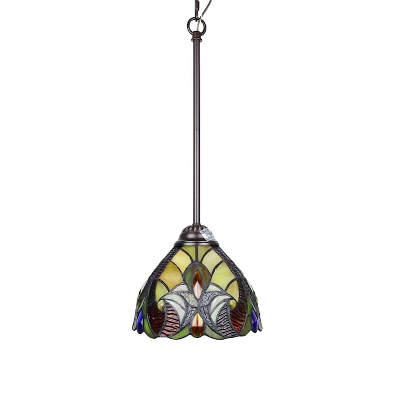 Tiffany-Style Victorian Design 1-light Dark Bronze Hanging Pendant