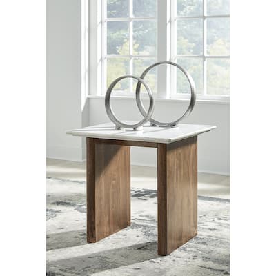 Signature Design by Ashley Isanti Light Brown/White End Table - 23.13"W x 23.13"D x 22.63"H