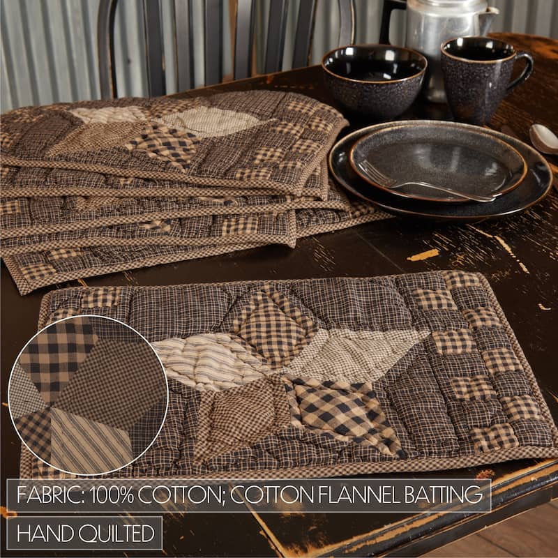 Farmhouse Star Placemat Quilted Set of 6 12x18 - Placemat 12x18
