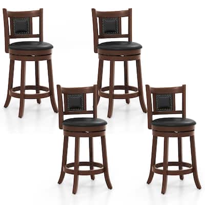 Gymax 25.5'' Swivel Bar Stool Set of 4 Counter Height Bar Stools