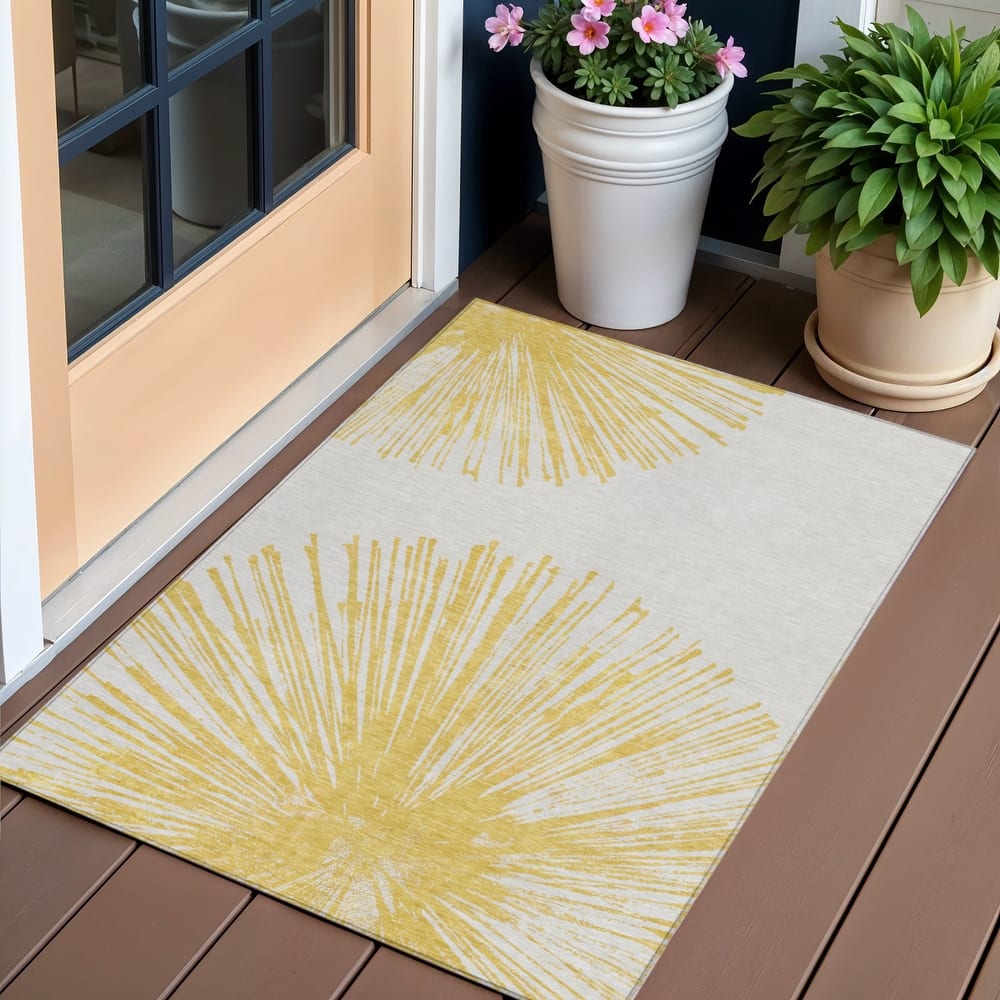 HomeRoots Abstract Transitional Rectangle Outdoor Rug