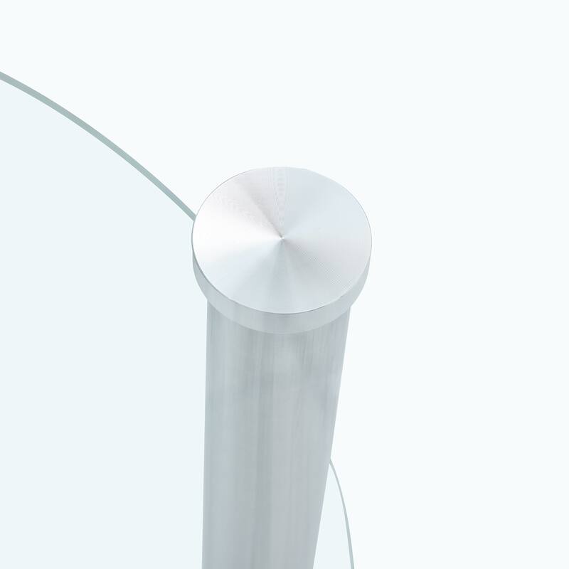 Contemporary Minimalist Double Layer Tempered Glass Coffee Table,Reinforced Glass Tabletop,Stainless Steel Plated Legs