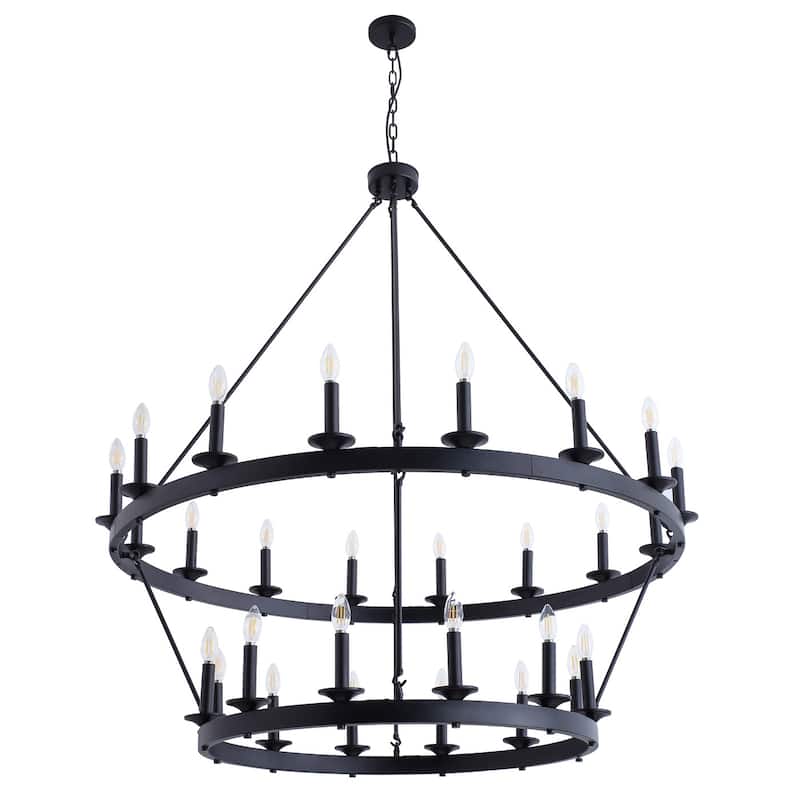 28-Lights Multi Layer Design Chandelier - 47.2"D×4.7"W×94.9"H(Adjustable)