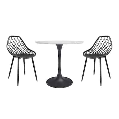 Kurv Mid-Century Modern 3-Piece Cafe Dining Set