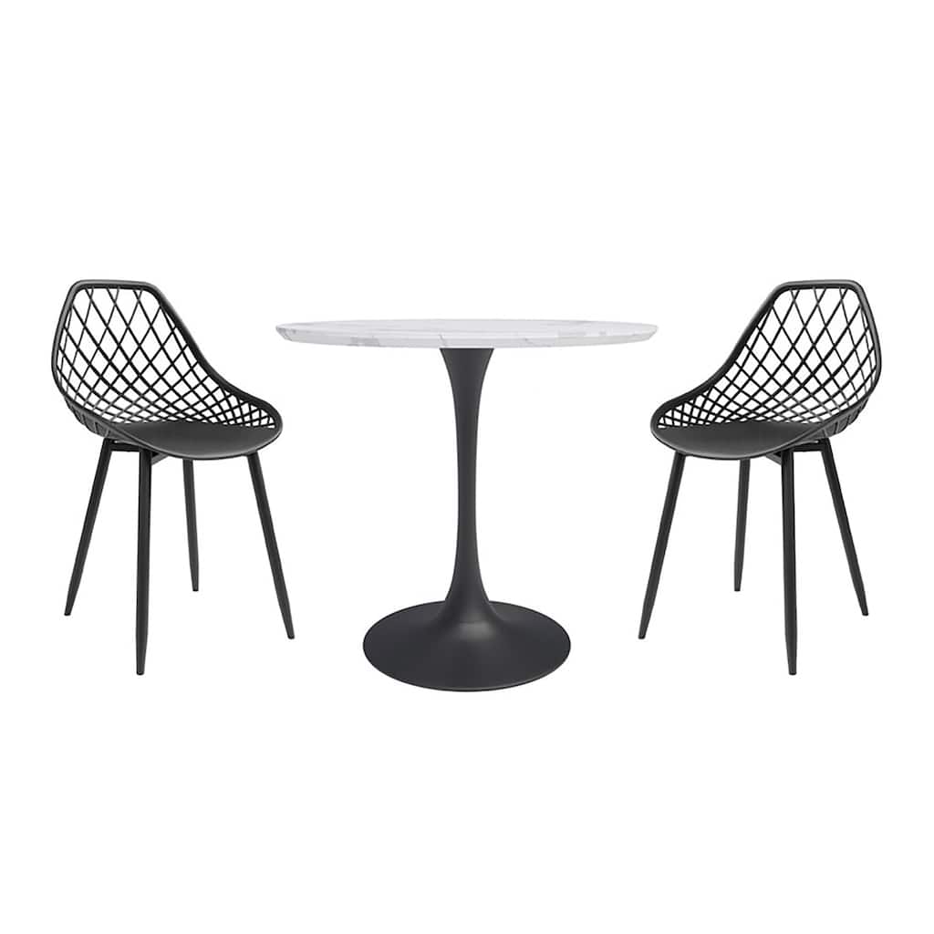 Kurv Mid-Century Modern 3-Piece Cafe Dining Set