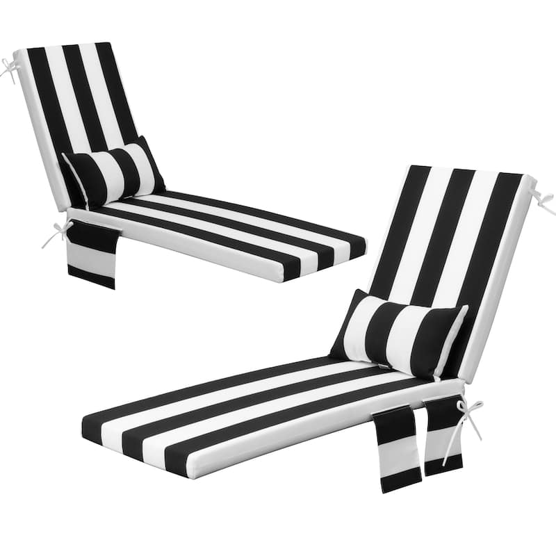 Pellebant Outdoor Lounge Chair Cushions with Pillow - 2PC-72in - Black&White