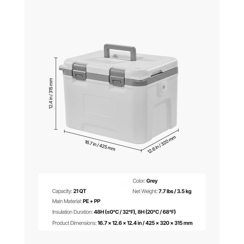 30 Can Insulated Cooler 21QT with Handles & Shoulder Strap for Travel - 16.7 x 12.6 x 12.4 in
