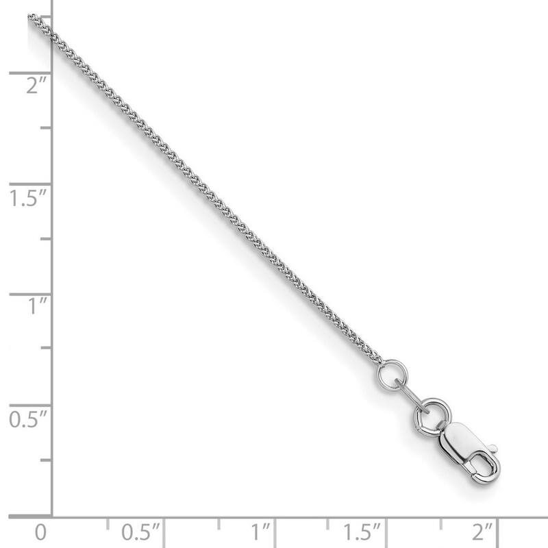 Curata Italian 18k White Gold 1.1mm Wheat Chain Necklace (Lobster)