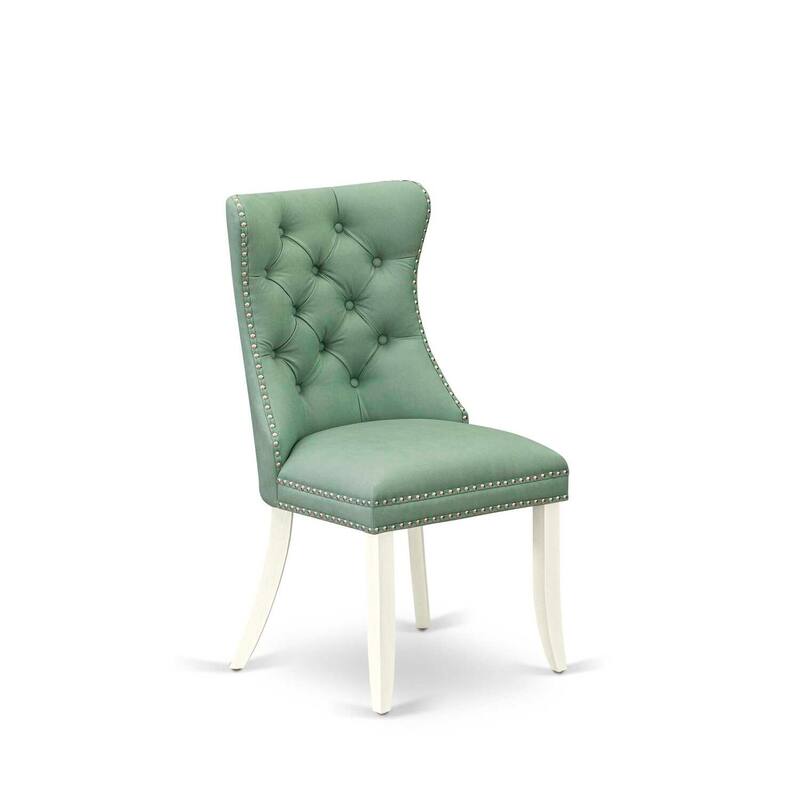 Parson Dining Chairs Set of 2 - Upholstered Padded Chairs with Nailhead Trim - Modern Kitchen Dining Room Seating