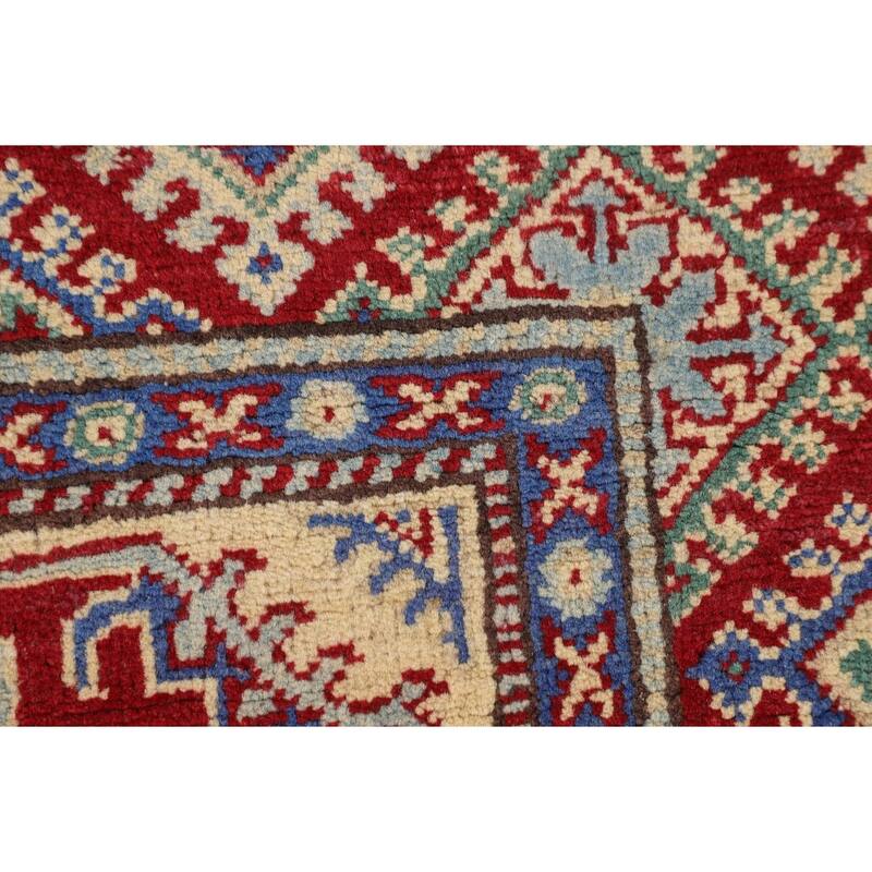 Geometric Kazak Oriental Accent Rug Handmade Bedroom Wool Carpet - 2'7" x 3'10"