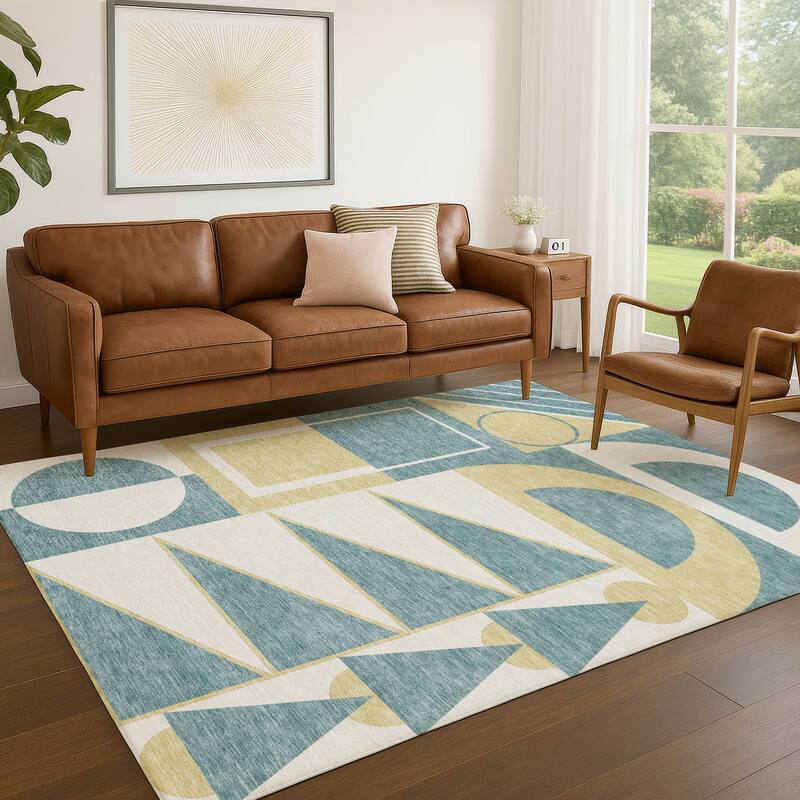 Machine Washable Indoor/ Outdoor Modern Crowley Chantille Rug