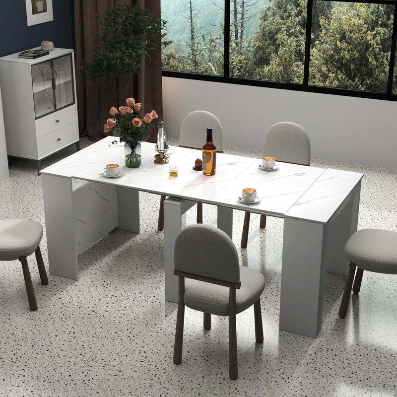 Foldable Dining Table for 6-12 People, Extends to 118 inchConsole Table Space Saving Dinette