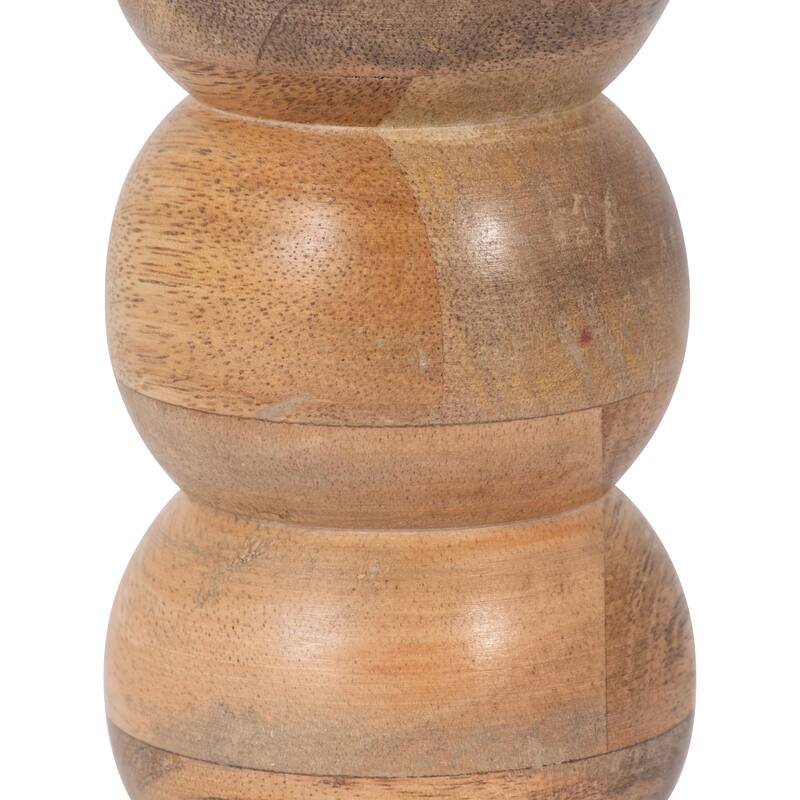 Sagebrook Home Wood, Ribbed Votive Holder, Natural, Cylinder, Ribbed