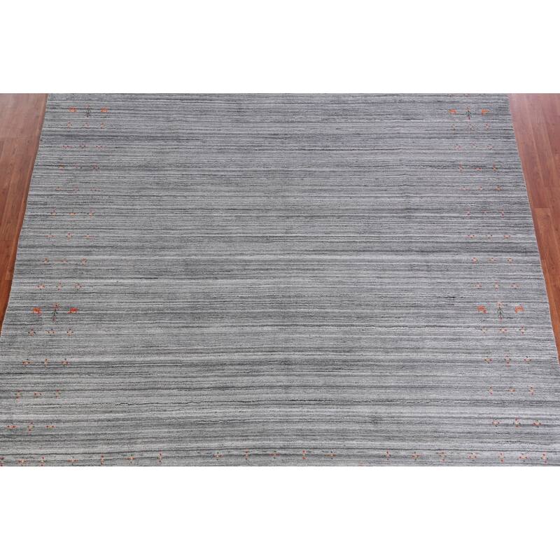 Hand Knotted Oriental 100% Wool Carpet Tribal Tribal Greys & Charcoal Gabbeh Area Rug - 12' 2'' X 9' 4''