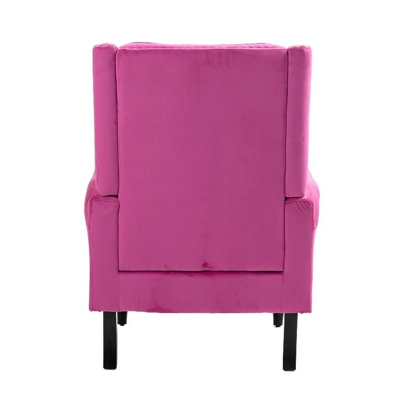 Transitional Wingback Accent Chair Armchair with Sturdy Wood Legs