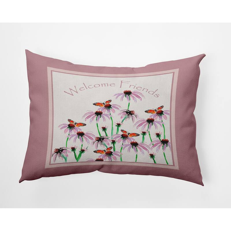 Welcome Friends Decorative Throw Pillow - Romantic Purple - 14" x 20"