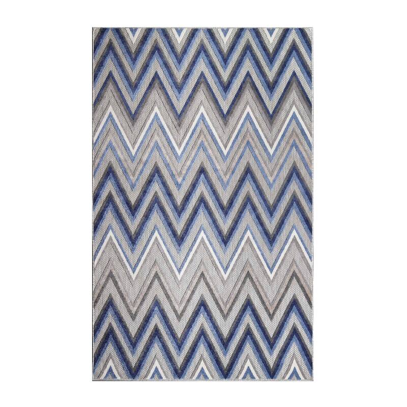 Superior Modern Zig-Zag Geometric Indoor Outdoor Runner or Area Rug