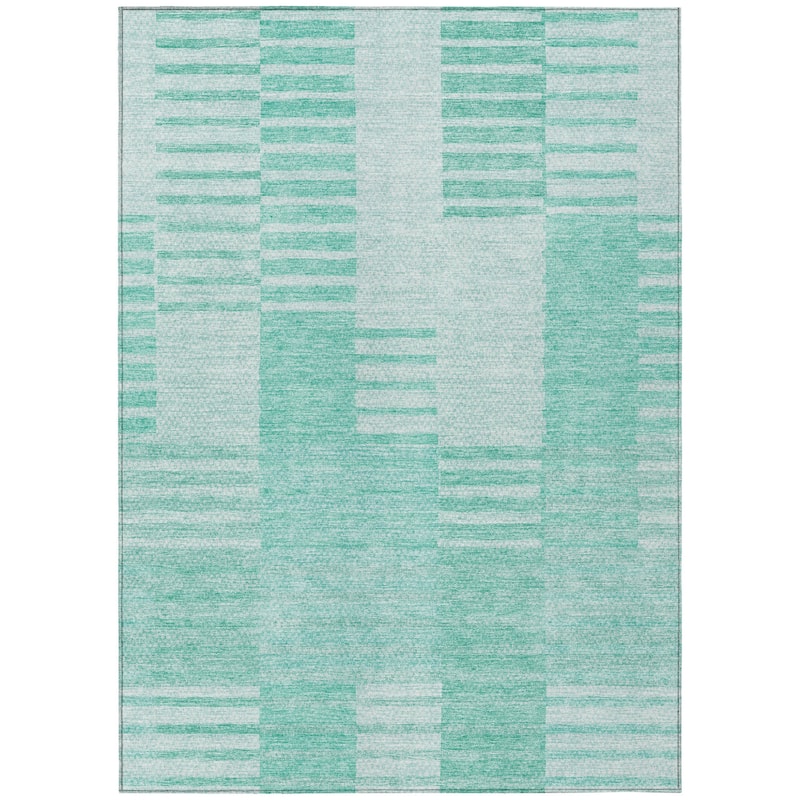 HomeRoots Striped Transitional Rectangle Outdoor Rug