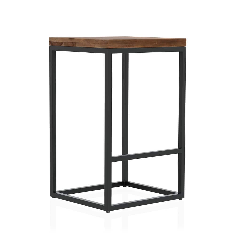 Finley Industrial Solid Wood and Metal Counter Height Stool by Furniture of America