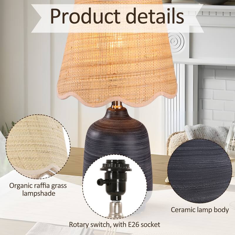 Traditional Ceramic Woven Table Lamp for Living Room