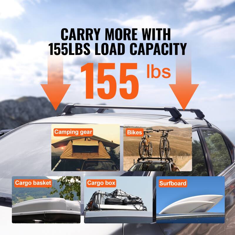 Universal Roof Rack Cross Bars, Aluminum Roof Rack Crossbars, for SUVs, Sedans, and Vans