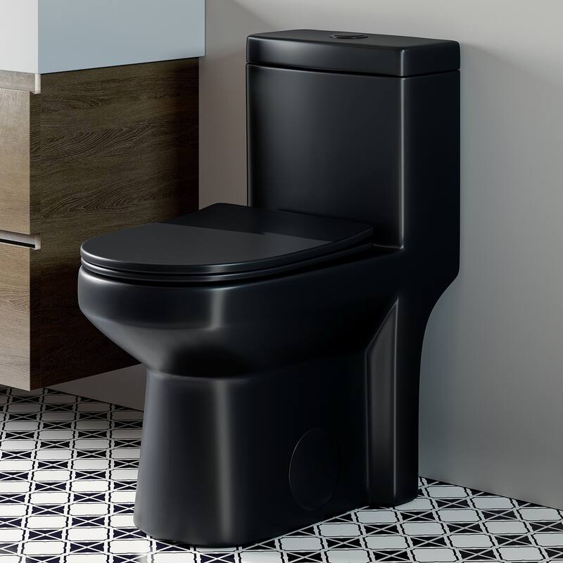 HOROW 1 Piece Dual Flush Toilet White 0.8 1.28 GPF Durable UF Seat Included - N/A