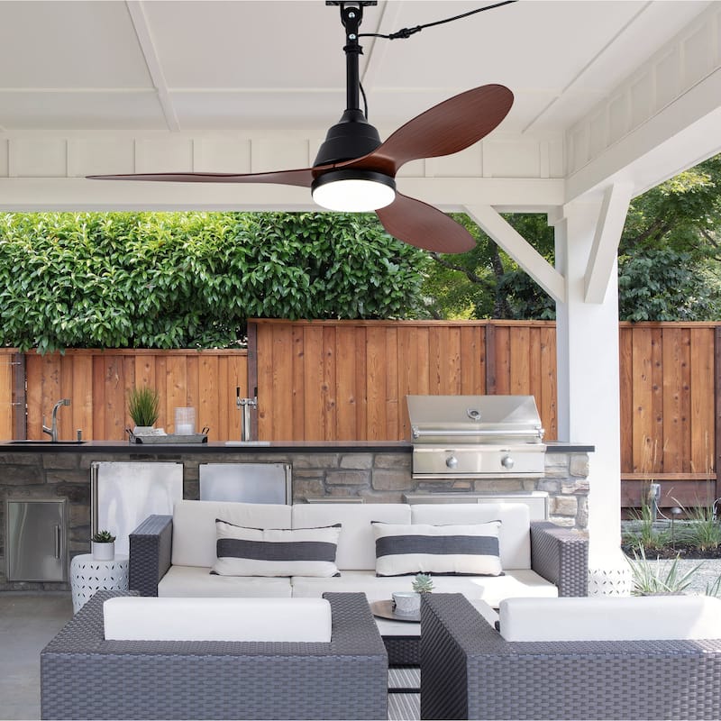Cusp Barn 42" Outdoor Ceiling Fan with Light and Smart APP Remote Control, 6-Speed DC Motor Plug-in Hanging Fans with Cord