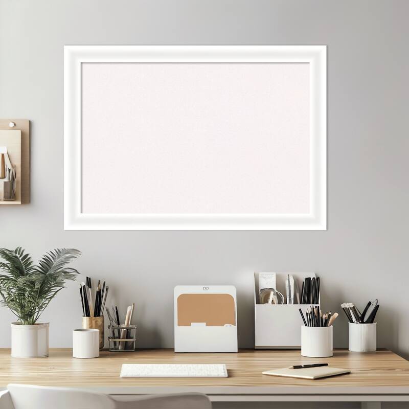 Oliver White Narrow Wood Framed Cork Board - Bulletin Board, Organization Board, Pin Board