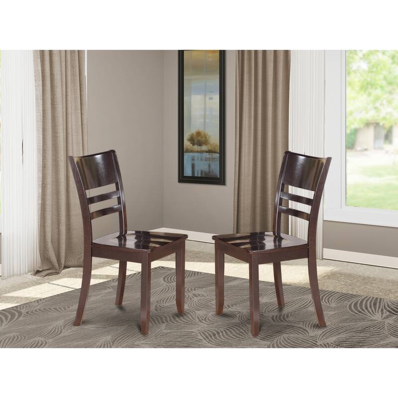 Modern Dining Chairs - Set of 2 - Wood Seat - Espresso Finish - Kitchen Accent Chairs