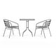 preview thumbnail 20 of 35, 23.5" Square Glass Metal Table with 2 Metal Aluminum Slat Stack Chairs