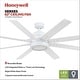preview thumbnail 2 of 10, 62" Honeywell Xerxes Indoor Modern Ceiling Fan with Remote, Bright White