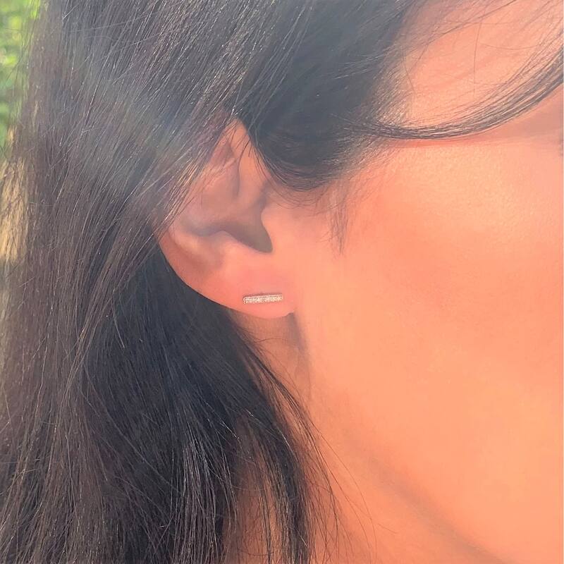 Joelle Collection Diamond Bar Stud Earrings - 14K White Gold Stud Earrings Available in White, Rose, Yellow Gold