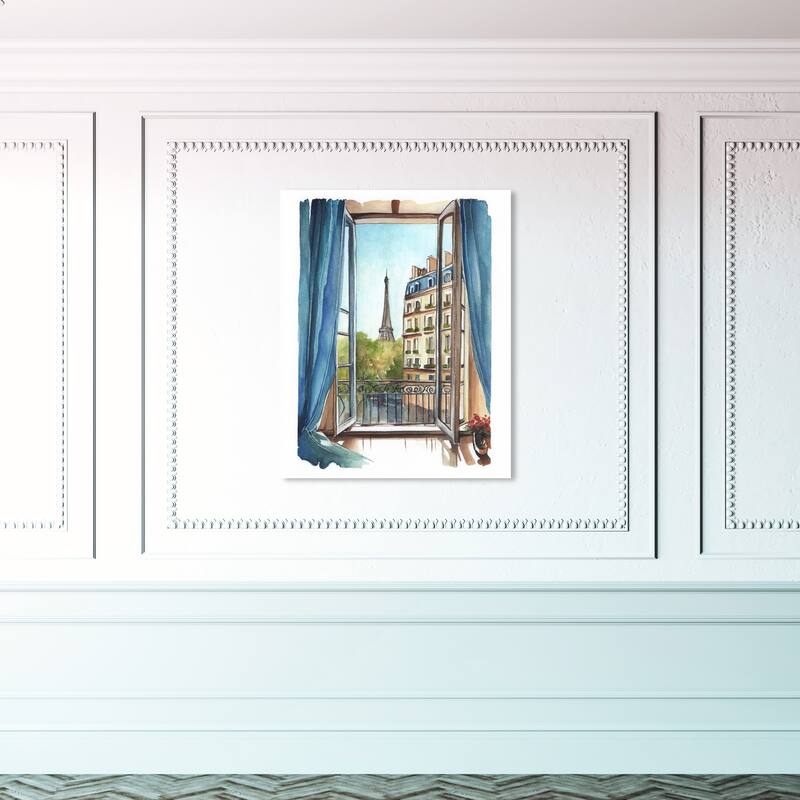 Wynwood Studio Fashion and Glam Morning View II Blue and Light Brown French Country Wall Art Canvas Print - 45 x 30