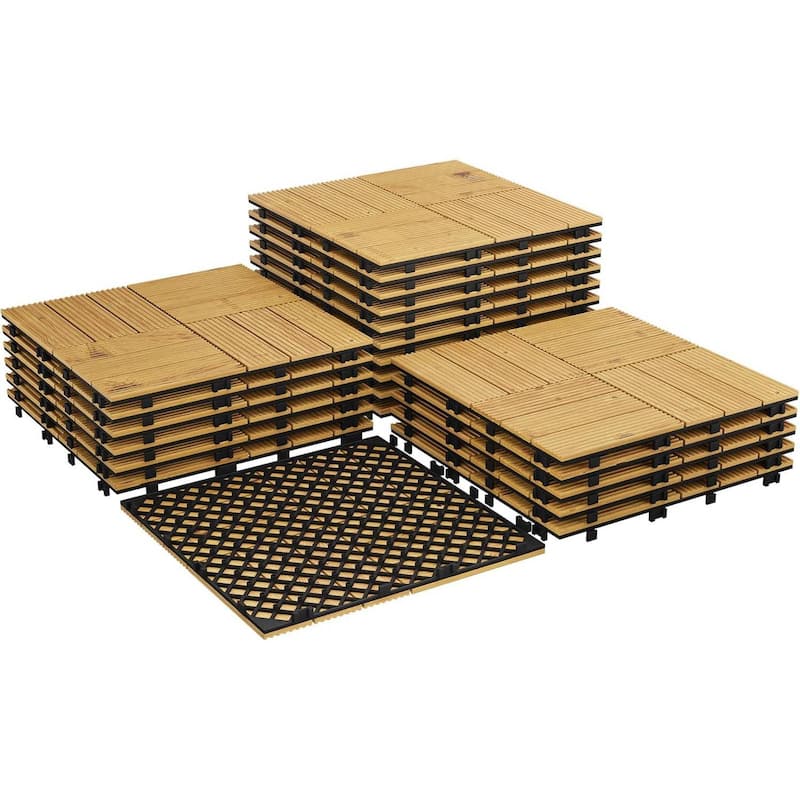 22 Pack 12"X12" Wood Patio Flooring Deck Tiles for Indoor & Outdoor Use DIY - 22-Pack - Yellow