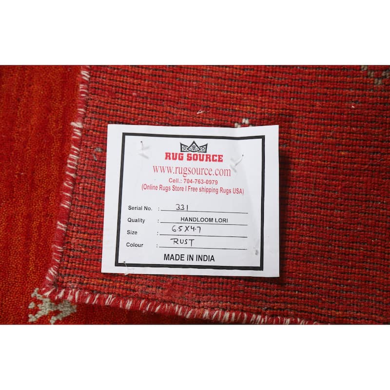Orange Gabbeh Indian Rug Handmade Modern Wool Carpet - 4'7" x 6'5"