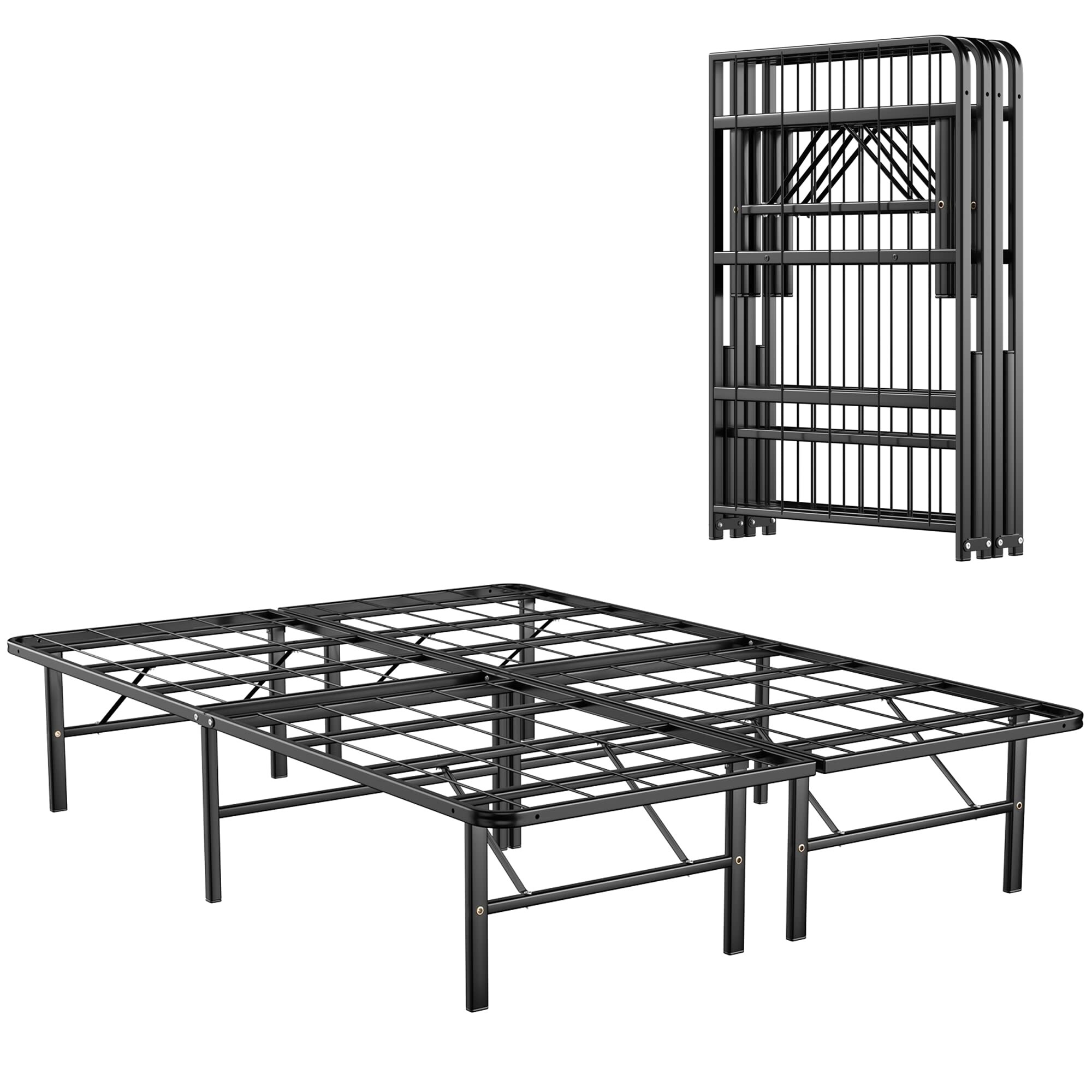 Full size platform bed frame metal heavy duty 14 inch mattress steel foundation discount