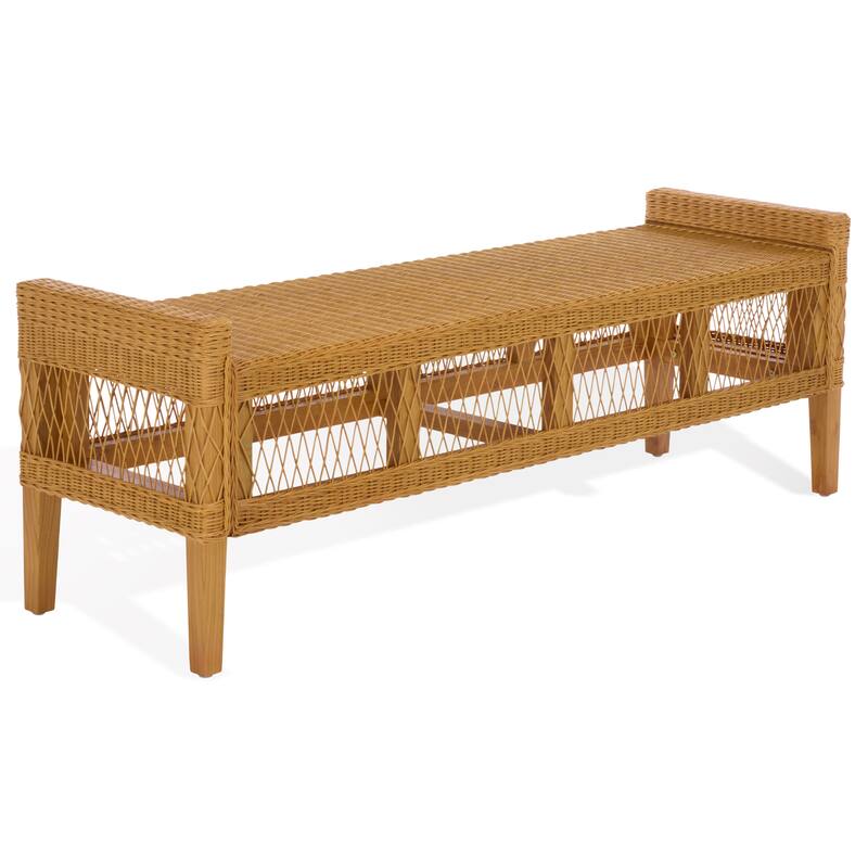 SAFAVIEH Couture Jimmy Rattan Bench - 60"W x 18"D x 21"H