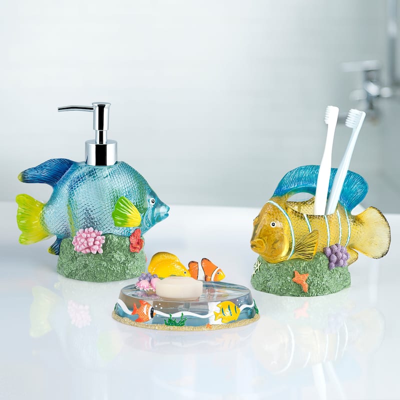 Under The Sea Fish 3-Piece Bathroom Accessory Set - 3 Piece Set