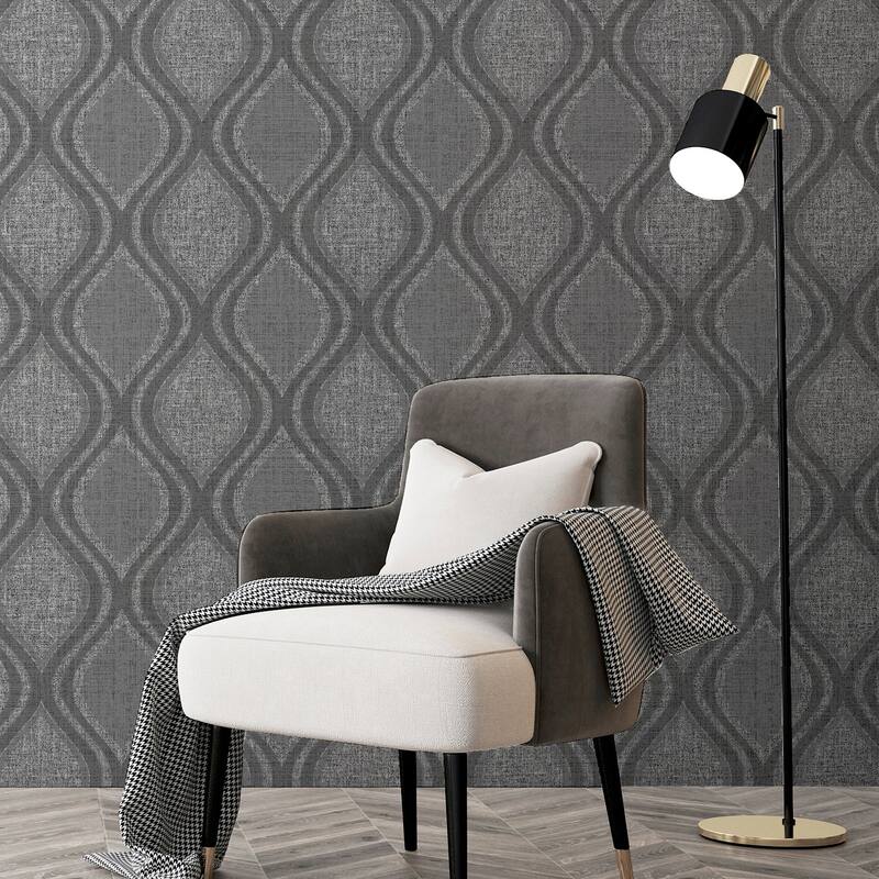 Arthouse Ignatius Charcoal Ogee Wallpaper