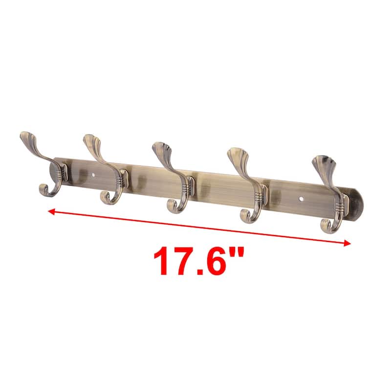Home 5 Hooks Design Wall Mounted Coat Hat Rack Hook Holder Bronze Tone - Bronze Tone - Bronze Tone