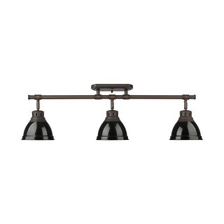 Yep by Golden Lighting Duncan 3-light Semi-Flush Mount in Rubbed Bronze and Black shade - Rubbed Bronze - 3-Light Semi-flush