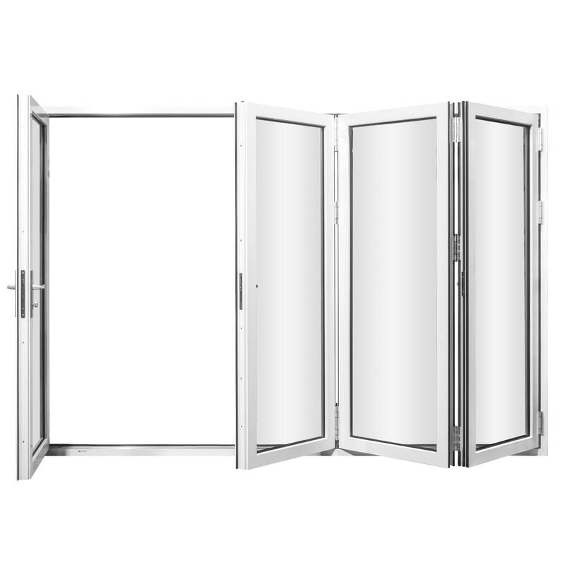 KaMic 120" x 96" 4-Panel Aluminum Patio Folding Door Left to Right-Outswing - White