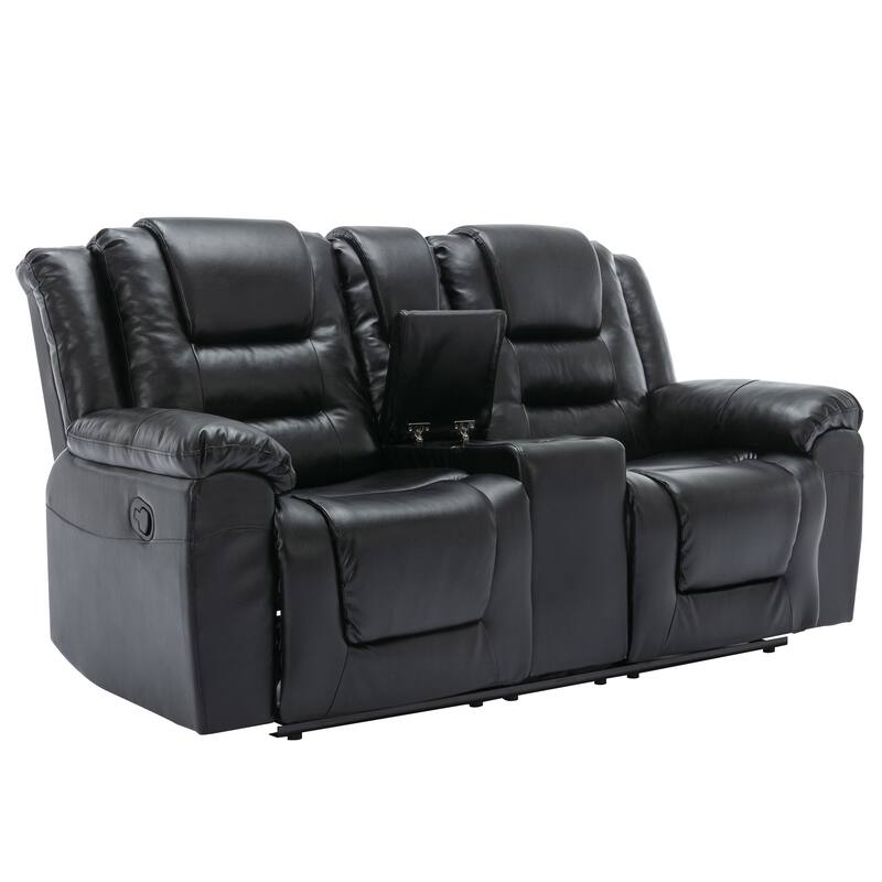 2 Seater Home Theater Recliner Manual Recliner Chair with a Storage Box and Two Cup Holders for Living Room,Bedroom