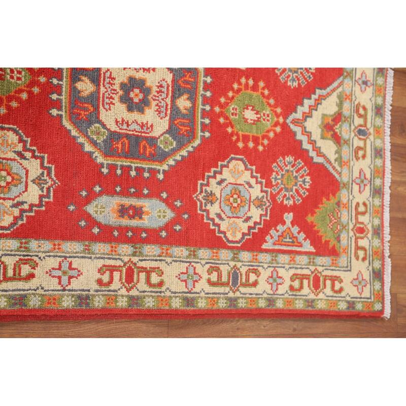 Geometric Kazak Accent Rug Hand-Knotted Wool Carpet - 2'7" x 3'11"